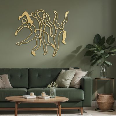 SIGNLEADER Metal Wall Art Decor Black Female Single Line Minimalist Modern Abstract Wall Sculpture Hangings Home Decoration for Living Room, Bedroom, Bathroom, Kitchen, Outdoor - 36" Gold
