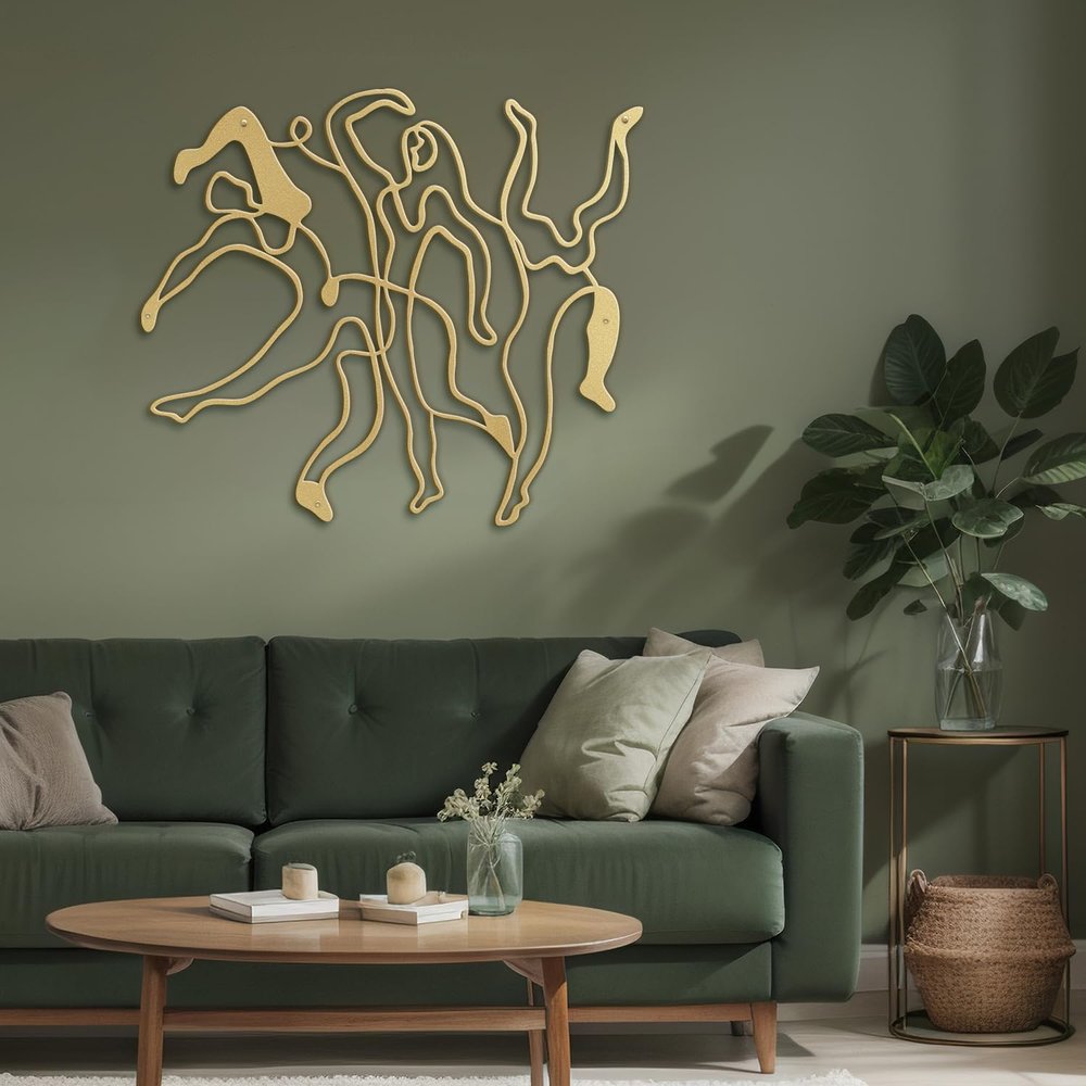SIGNLEADER Metal Wall Art Decor Black Female Single Line Minimalist Modern Abstract Wall Sculpture Hangings Home Decoration for Living Room, Bedroom, Bathroom, Kitchen, Outdoor - 36" Gold