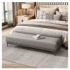 Bedroom End of Bed Bench Storage Bench Modern Entrance Bench Bedside Bench Ottoman Upholstered Leather Bedroom Bench Ottoman with Metal Legs Ottoman Couch Bench ( Color : Gray , Size : 120*40*49cm ) view 1