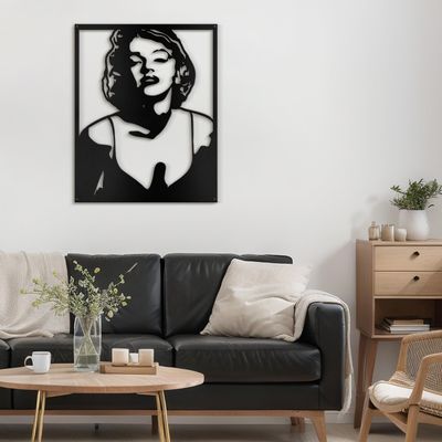 SIGNLEADER Metal Wall Art Decor Monroe Portrait Minimalist Modern Abstract Wall Sculpture Hangings Home Decoration for Living Room, Bedroom, Bathroom, Kitchen, Outdoor - 36" Black
