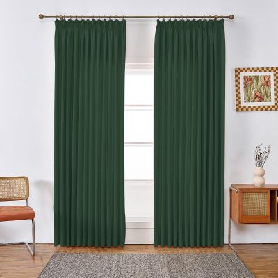 DerF HOME 52 W x 120 L inch Pinch Pleat Unlined Darkening Drape Faux Linen, Franch Moab Linen Drapery Panel for Living Room Patio Door Window for Home Decor (1 Panel) Grandmother Green