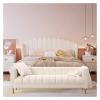 Bedroom End of Bed Bench Leather White Bed End Footstool, Modern Upholstered Bedroom Footstool with Gold Legs, Living Room Foyer Interior Entrance Footstool (White) Ottoman Couch Bench (Color : White view 2