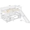 Bellemave Bunk Bed Twin Over Twin with Slide and Stairs, Twin Bunk Bed for Kids, Girls, Boys, Floor Bunk beds with Fence and Door, White view 2