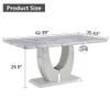 JUFU 63" Faux Marble Dining Table for 6, Modern Rectangular Kitchen & Dining Room Table, Gray Marble-Look MDF Top, U-Shaped Pedestal Base, Easy Assembly view 2