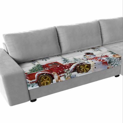 Blue Snowman Stretch Couch Sofa Cushion Covers,Sectional/Individual/L/T Shape Sofa Couch Slipcover Armchair Furniture Slip Cover with Elastic Bottom,Christmas Farmhouse Red Truck Pinecone M Size 1-PC