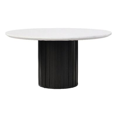 Acme Furniture Jaramillo Engineering Round Marble Dining Table in White/Black