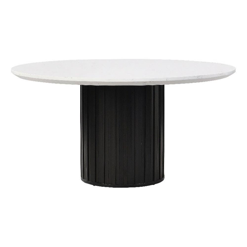 Acme Furniture Jaramillo Engineering Round Marble Dining Table in White/Black
