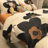 Wellboo Floral Bed Sheet Set Queen - Black & White Botanical Flat Sheets with Beige Sunflowers, Fitted & Flat Sheets, 3D Large Flower Bedding Sheets for Women, Girls & Teens view 3