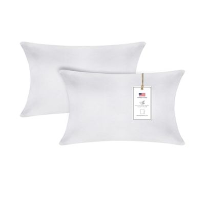 A1 Home Collections Down Alternative Throw Insert, Ready to Use Pillow Pack of 2, 12"x20", White
