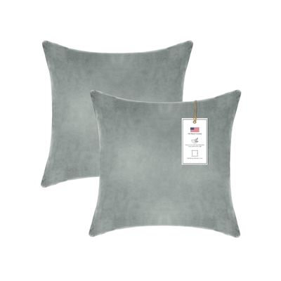 A1 Home Collections Down Alternative Throw Insert, Ready to Use Pillow Pack of 2, 18"x18", Dove Grey
