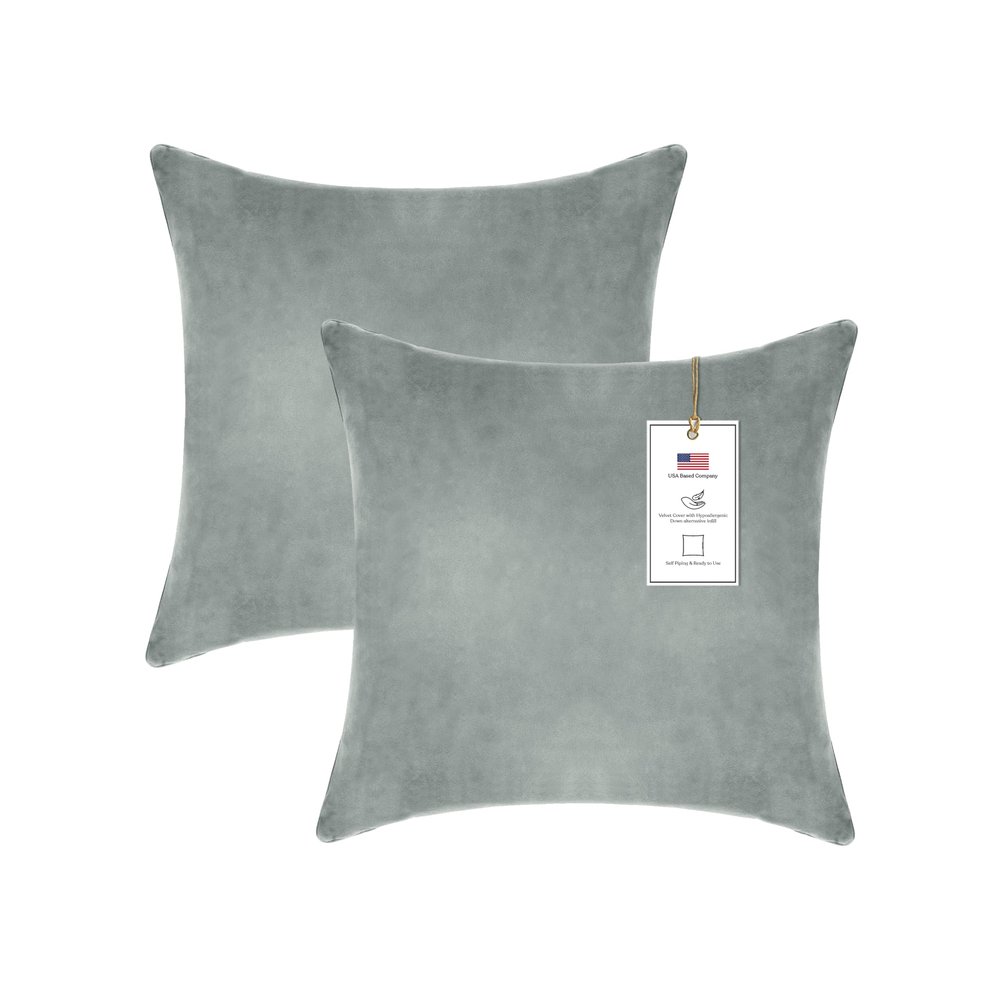 A1 Home Collections Down Alternative Throw Insert, Ready to Use Pillow Pack of 2, 18"x18", Dove Grey