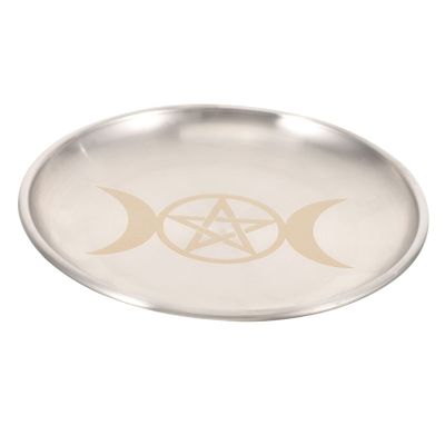 Pentagram Altar Tray Elegant Candle Holder Plate for Rituals Jewelry and Home Decor - Moon Design for Smudging and Spiritual Ceremonies