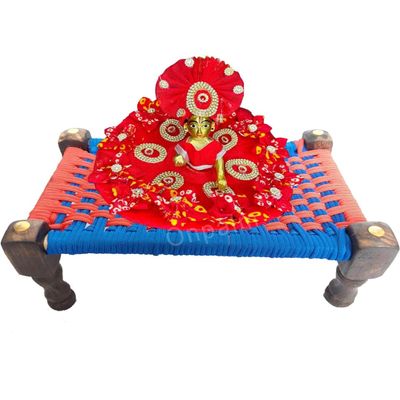 BD Exports Laddu Gopal Wooden Khat Bed 3 Combo/Cot/Charpai for Kanha Ji (Medium)
