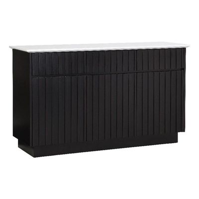 Acme Furniture Jaramillo 3-Door Wood Server with Marble Top in White/Black
