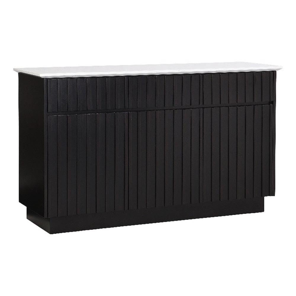 Acme Furniture Jaramillo 3-Door Wood Server with Marble Top in White/Black