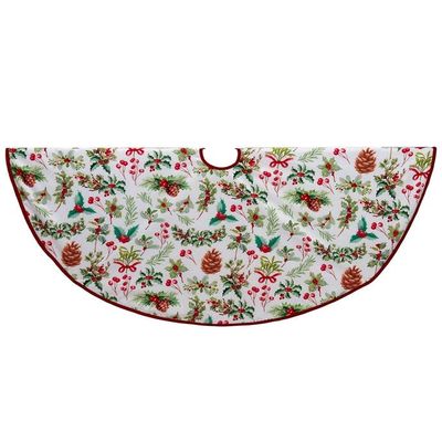 Kurt Adler 50-Inch White Velvet Multi-Printed Tree Skirt