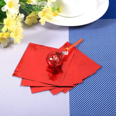EcoFriendly 3 X 3 Foil Wrappers, Candy Foil Sheets, Silver for Confections Sweets Chocolate Dessert (Red)