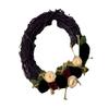 Purple Grapevine Wreath with Bones and Felt Leaves & Flowers - Purple Halloween Wreath - Green Witch - Fall Wreath view 1