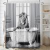 MUENKKCS Funny Lion Shower Curtain The Tropical Animals Sat in The Bathtub and Took a Bubble Bath African Large Wildlife Raptor Retro Jungle King Safari Park Bathroom Decor Curtain with Hooks 70Wx70H view 1