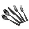 Kelenfer Silverware Set Flatware Set Matte Black Stainless Steel Forged Hammered Cutlery Set Heavy 20 Pieces Service for 4 view 1