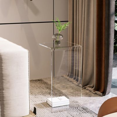 Acrylic End Table, C Shaped Sofa Side Table, Small Coffee Table for Living Room, Bedside Table for Bedroom
