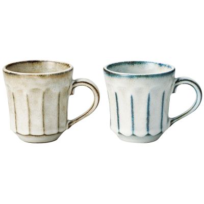 aito Seisakusho 113512 Itsumo Always Mug, Set of 2, About 10.1 fl oz (300 ml), Enjoy Life, Pair Mug, Gray/Beige, Mino Ware, Dishwasher Safe, Made in Japan