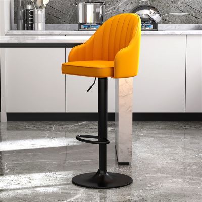 Barstools with Back Set of 2 Dining Swivel Island Chairs Adjustable Counter Height Bar stools, PU Leather Black Metal Legs Kitchen Island Chair, Suitable for Home Bars, Bistros, Restaurants