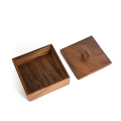 Bamxzoo Versatile Walnut Wood Storage Box With Lid for Organization(5x5x1.8)-100% Natural & Durable Organizer Bin-Single Storage Clean Ergonomic Design
