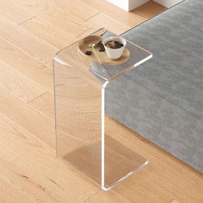 Acrylic Side Table, Clear Acrylic End Table, Small Coffee Table with Round Edges, C Shaped Sofa Table for Living Room, Bedside Table for Bedroom, No Assembly Needed