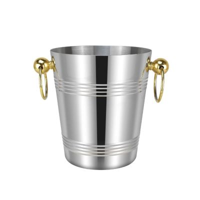ice cube bucket Ice Bucket, Polished Stainless Steel Metal Bucket With Golden Carry Handles, Wine Bucket Chiller, Beverage Tub for Parities, Picnics, Camping, Outdoor Bar Use, Silver ice buckets for b