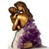Bronze Mother & Child Statue W/Semi-Precious Amethyst Stone by Jose Luis Spain view 2