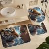 ZGDPBYF Cartoon Black Girl Wild Ferocious Tiger Eyes Confrontation Bathroom Rugs Sets 3 Piece Afro American Bath Mats for Bathroom Floor, Soft Bathroom Mats and Rugs Sets for Toilet Shower Sink view 1