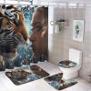 ZGDPBYF Cartoon Black Girl Wild Ferocious Tiger Eyes Confrontation Bathroom Rugs Sets 3 Piece Afro American Bath Mats for Bathroom Floor, Soft Bathroom Mats and Rugs Sets for Toilet Shower Sink view 2