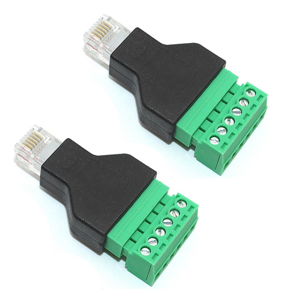 Jienk 2Pcs RJ11 Male to 6 Pins Screw Terminal Adapter for Cat3 Telephone