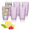 CREATIVELAND Highball Beverage Glasses Set of 6 Romantic Colored Thick & Heavy Base Big Capacity 14.87oz|440ml, Drinking Glass Tumblers for Iced Tea, Water, Soda & Juice and Cocktails (Purple) view 1