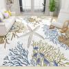ERAYNA Coastal Nautical Beach Ocean Area Rugs, Starfish Coral Seashell Indoor Non-Slip Kids Rug, Upholstery Rug with Non-Slip Backing for Kids Boys Girls Bedroom Living Room Dining Room Study 6ftx8ft view 1