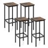 Giantex Metal Bar Stools Set of 4, 26" Backless Barstools with Footrest, Breakfast Bar Dining Chairs, Industrial Counter Height Stools for Kitchen Island, Home Bar, Dining Room (Rustic Brown) view 1