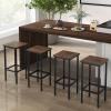 Giantex Metal Bar Stools Set of 4, 26" Backless Barstools with Footrest, Breakfast Bar Dining Chairs, Industrial Counter Height Stools for Kitchen Island, Home Bar, Dining Room (Rustic Brown) view 2