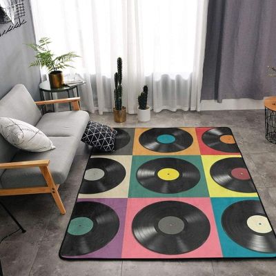 WILARE Runner Rugs 2x4ft, Music Gramophone Kids Bedroom Rugs, Modern Abstract Retro Music Large Nursery Rug, Soft Non-Slip for Decor Teen Boys Room Floor Lounge Nursery