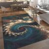 Beautiful Peacock Feather Art Area Rugs, Cyan Blue Turquoise Easy Clean Rug, Soft Non-Skid Carpet Throw Rug for Kids Teen Girls Boys Bedroom, Living Room Bathroom Classroom Office 5ftx6ft view 1