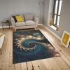 Beautiful Peacock Feather Art Area Rugs, Cyan Blue Turquoise Easy Clean Rug, Soft Non-Skid Carpet Throw Rug for Kids Teen Girls Boys Bedroom, Living Room Bathroom Classroom Office 5ftx6ft view 2