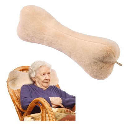 VCOMSOFT Head Recliner Pillow Adjustable Cotton Headrest Pillows for Recliner Chairs, Pain Relief Neck Support Pillow for Travel Home Sofa Armchair with Zipper Cover (Cream)