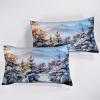 Jingzhang Snow Comforter Set King Size, 3D Print Winter Sunshine Snowy Bedding Set Golden Sunshine Forest Quilt Duvet Insert 3 Pieces view 3