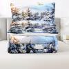 Jingzhang Snow Comforter Set King Size, 3D Print Winter Sunshine Snowy Bedding Set Golden Sunshine Forest Quilt Duvet Insert 3 Pieces view 4
