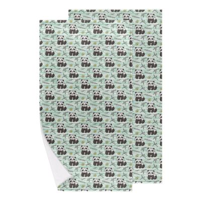 bisibuy Panda Banboo Turquoise Hand Towels for Bathroom 28.3 x 14.4 Decorative Kitchen Hand Towel Soft Absorbent Bathroom Towels Set of 2 Kitchen Drying Towels Home Farmhouse Decor Gifts