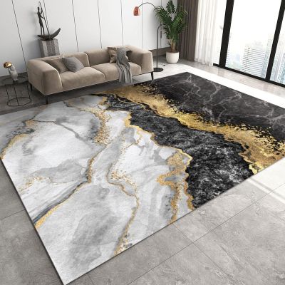 Large Area Rugs 6x9ft, Contemporary Style Living Room Rug, Black Gold Marble Textured Indoor Decor Carpet, Non-Slip Large Area Easy to Clean for Kids Boys Girls Game Room Tea Table Sofa