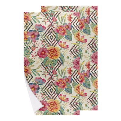 bisibuy Rose Romantic Flower Bathroom Hand Towels Decorative Set of 2 Kitchen Towels Lightweight Absorbent Hand Towels for Bathroom Hand Kitchen Home Decor Gifts