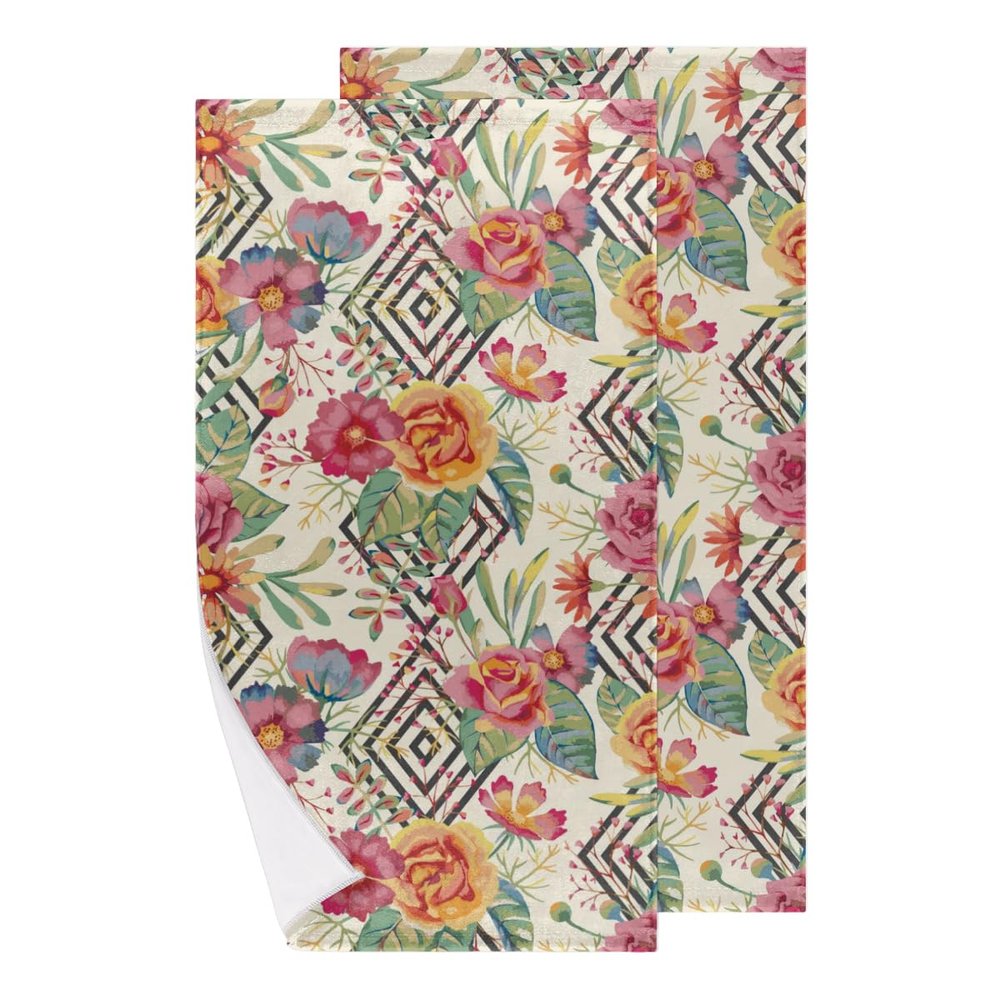 bisibuy Rose Romantic Flower Bathroom Hand Towels Decorative Set of 2 Kitchen Towels Lightweight Absorbent Hand Towels for Bathroom Hand Kitchen Home Decor Gifts