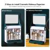 FZYUAN Wall Mounted Makeup Organizer with Mirror, Skincare Organizers Box with Lid and Drawers, Bathroom Wall Shelves Bathroom Organizer, Makeup Storage Box Bathroom Cabinet,Green view 2