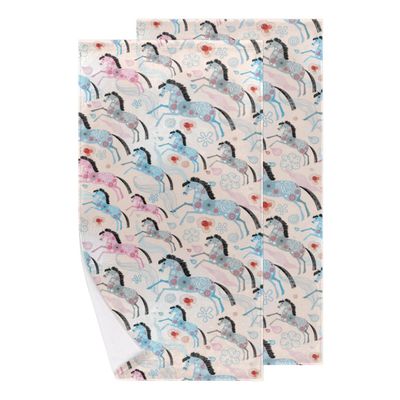 bisibuy Horse Boho Abstract Bathroom Hand Towels Decorative Set of 2 Kitchen Towels Lightweight Absorbent Hand Towels for Bathroom Hand Kitchen Home Decor Gifts